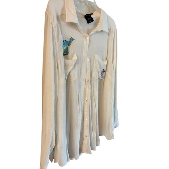 Torrid Disney Pixar Monsters Inc White Button Up Long Sleeve Shirt Size 3X - Picture 2 of 6